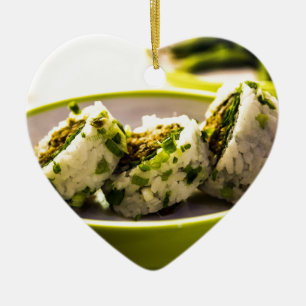 Sushi Eat Japanese Asia Food Rice Tasty Lunch Ceramic Ornament
