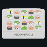 Sushi Family Illustration Personalized iPad Pro Cover<br><div class="desc">Featuring the cute sushi variety illustrations my daughter and I worked on together. We love sushi and illustrating them together was so much fun. This tablet case design is on a white background but change up the colour as desired. Black tray (available in nature wood tray colour)</div>