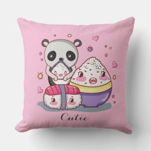 Sushi Finds Rolls Kawaii Sushi Throw Pillow