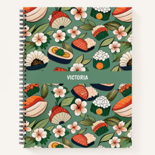 Sushi Floral Custom Pattern Notebook