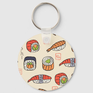 Sushi food, seamless pattern design. keychain