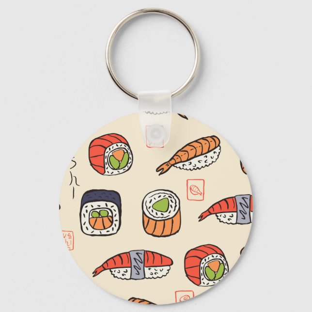 Sushi food, seamless pattern design. keychain (Front)