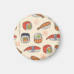 Sushi food, seamless pattern design. magnet