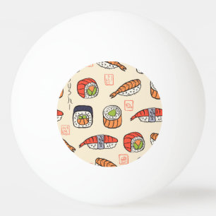 Sushi food, seamless pattern design. ping pong ball