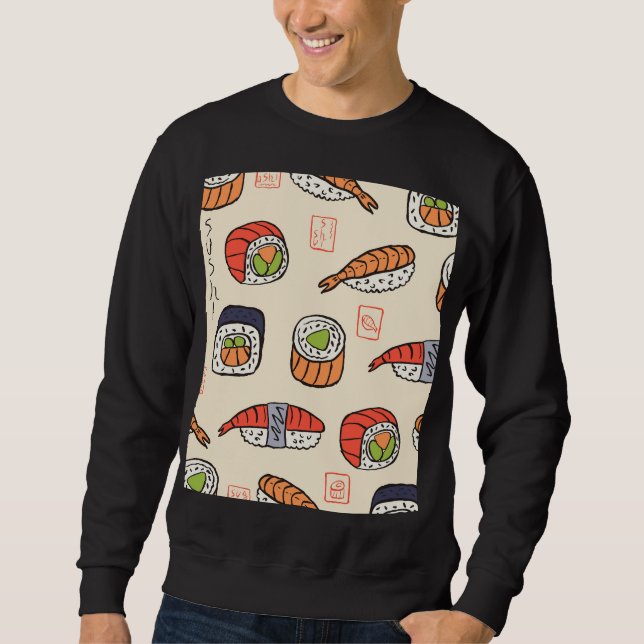 Sushi food, seamless pattern design. sweatshirt (Front)