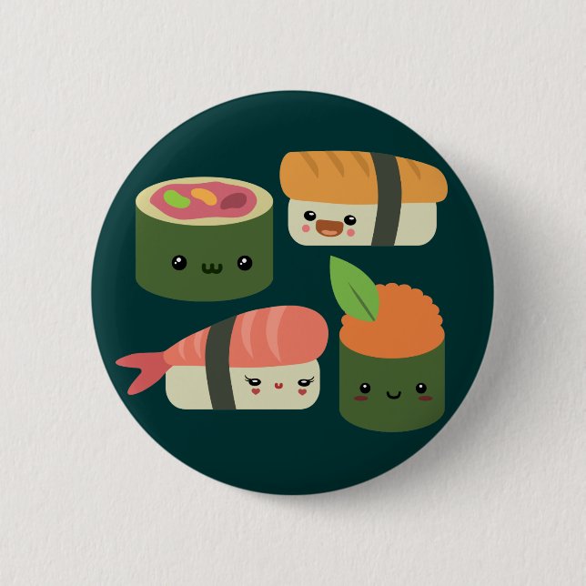Sushi Friends 2 Inch Round Button (Front)