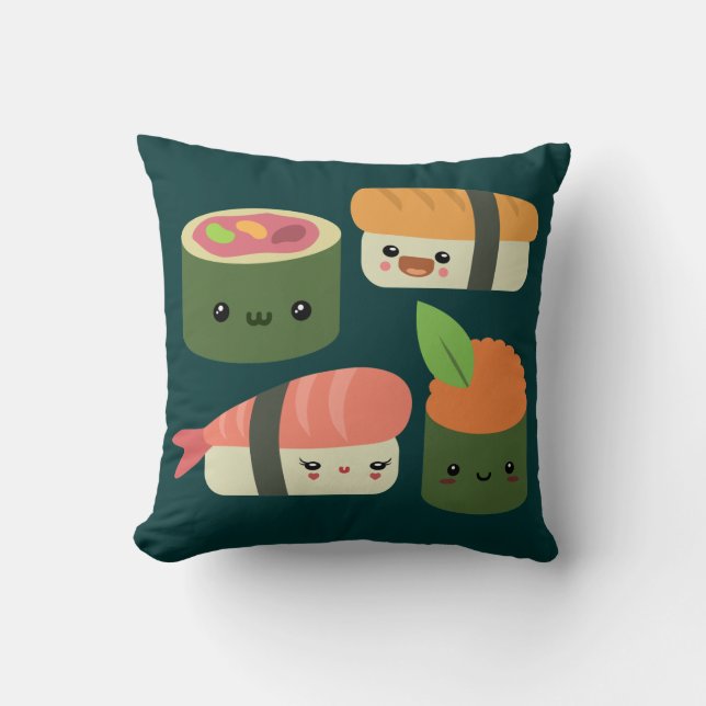 Sushi Friends Throw Pillow (Front)