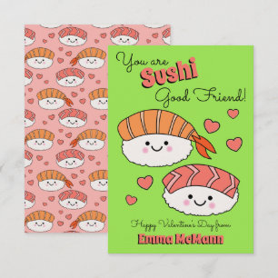 Sushi Friendship Kids Classroom Valentine Cards