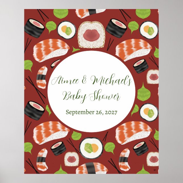 Sushi Gender Neutral Baby Shower Poster (Front)