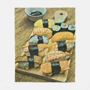Sushi gift for food lovers fleece blanket