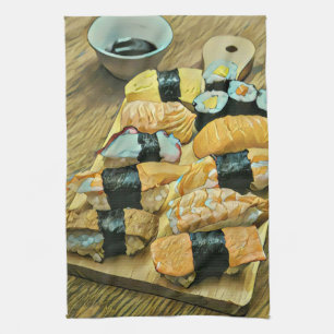 Sushi gift for food lovers kitchen towel