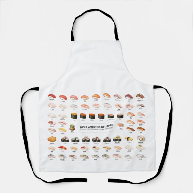 Sushi Guide Apron – Japanese Food Chart (Front)