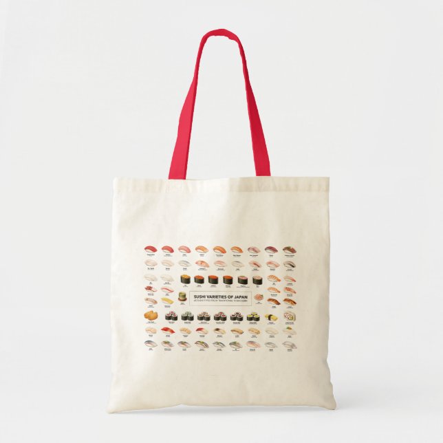 Sushi Guide Tote Bag – Japanese Food Chart (Devant)