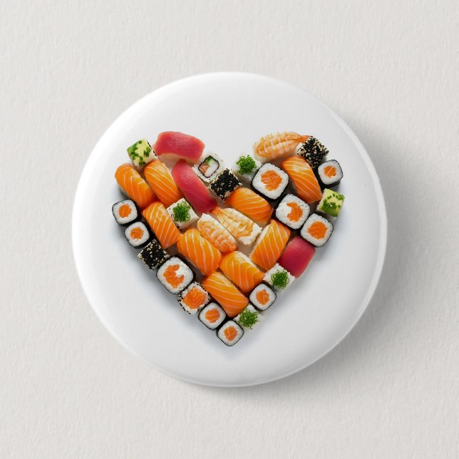 Sushi heart 2 inch round button (Front)