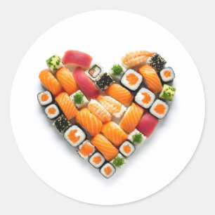 Sushi heart classic round sticker