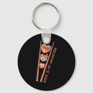 Sushi Is My Valentine Cute Retro Heart Shaped Sush Keychain
