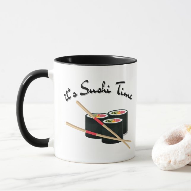 Sushi Is My Valentine  Mug (With Donut)