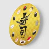 Sushi (Japanese Calligraphy) Large Clock (Angle)