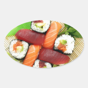 Sushi Japanese Delicious Asian Food Yummy Oval Sticker