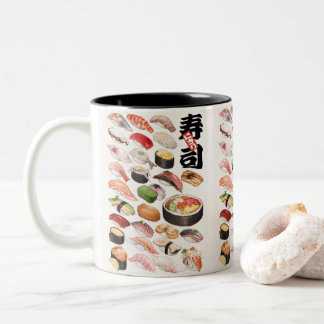 Sushi Japanese Food Hand Drawn Illustration Postca Two-Tone Coffee Mug
