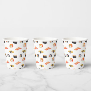 Sushi Japanese Food Pattern Paper Cups