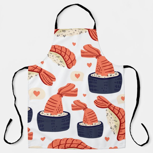Sushi Japanese Food Seamless Pattern Apron (Front)