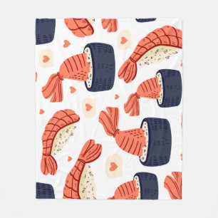 Sushi Japanese Food Seamless Pattern Fleece Blanket