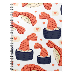Sushi Japanese Food Seamless Pattern Notebook