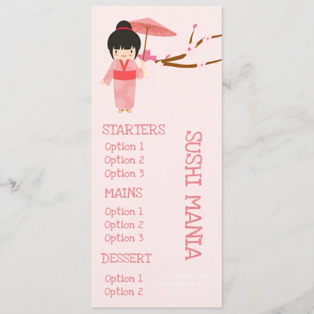 Sushi Japanese restaurant cute dinner menu (Front)
