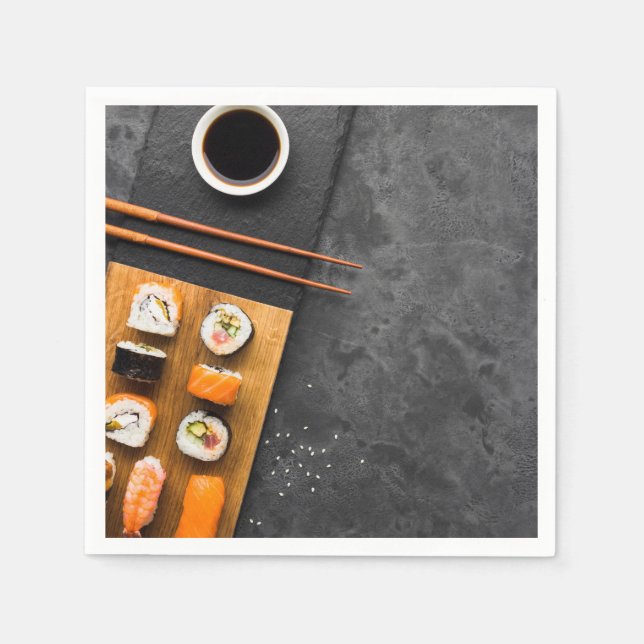 Sushi Japanese stylish elegant dinner party Napkin (Front)