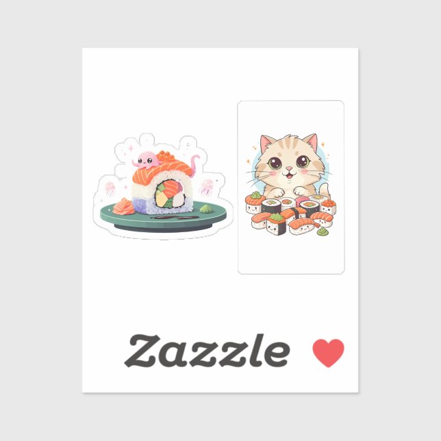 sushi kawai stickers (Feuille)