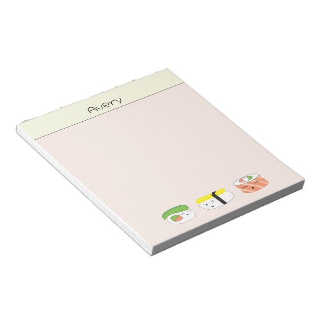 Sushi Kawaii Illustration Personalized  Notepad (Angled)