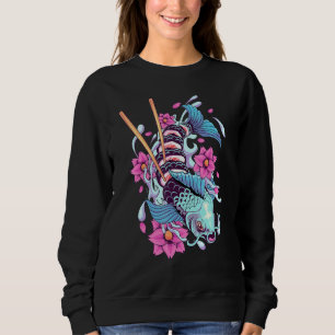 Sushi Koi Fish Japanese Koi Carp Pond Japan Cherry Sweatshirt