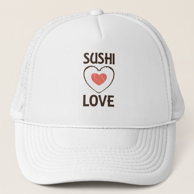 Sushi Love Heart Rice Salmon Favourite Trucker Hat (Front)