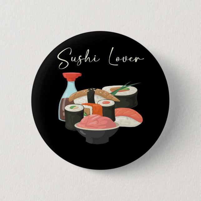 Sushi Lover Rice Japanese Food Tuna Maki Nigiri 2 Inch Round Button (Front)