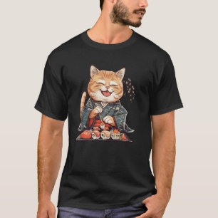 Sushi Lover Vintage Kitten Traditional Japanese Ar T-Shirt