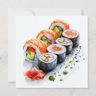 Sushi Lovers Wasabi Unique Design Blank Holiday Card