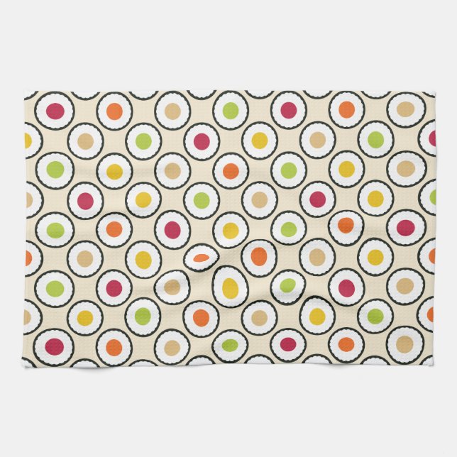 Sushi Maki Polka Dots Kitchen Towel (Horizontal)