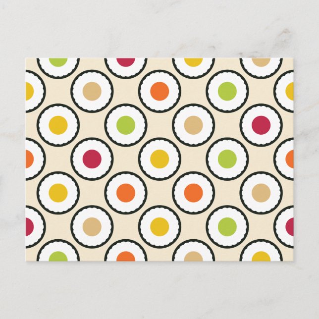 Sushi Maki Polka Dots Postcard (Front)