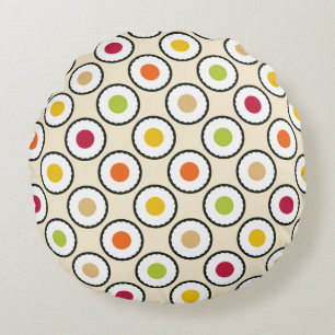 Sushi Maki Polka Dots Round Pillow
