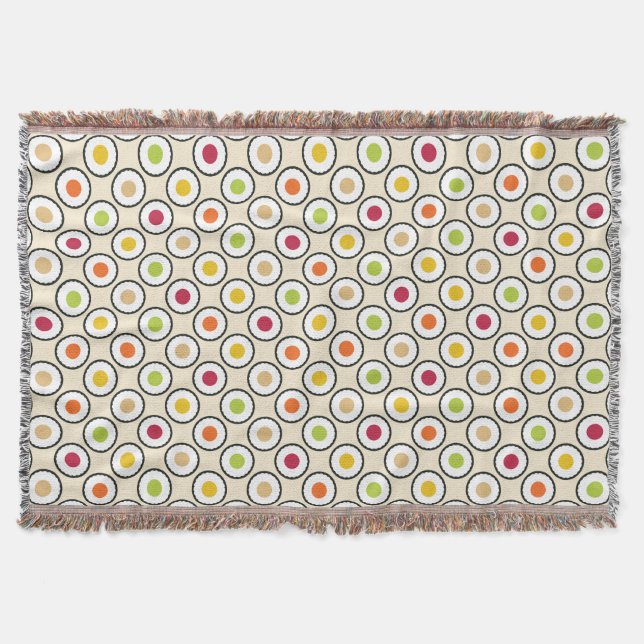 Sushi Maki Polka Dots Throw Blanket (Front)