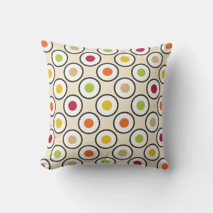 Sushi Maki Polka Dots Throw Pillow