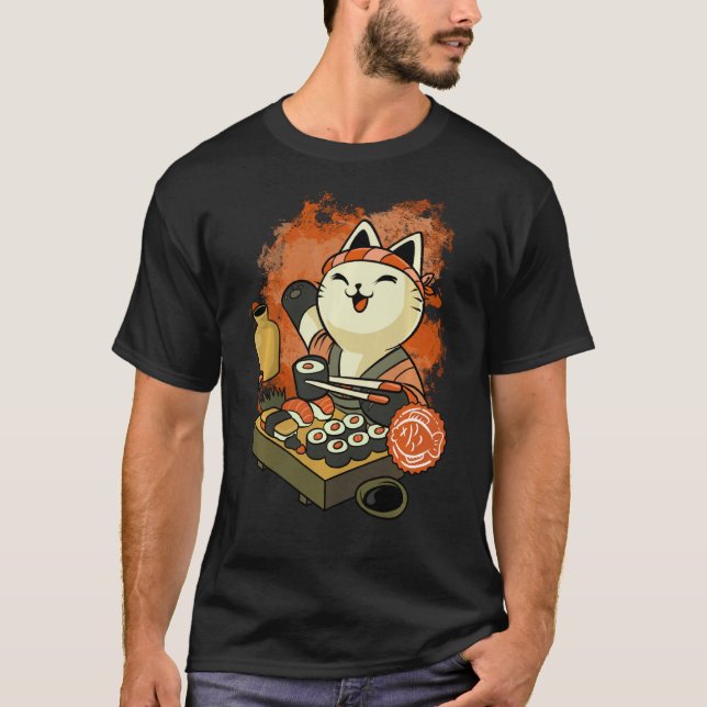 Sushi Master Cat Sweatshirt T-Shirt (Front)