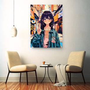 Sushi Musume icon art panel Art Panel GenerativeAI Canvas Print