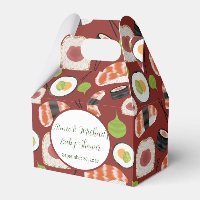 Sushi Neutral Baby Shower Favor Box (Front Side)