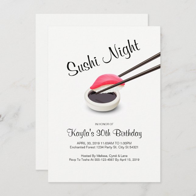 Sushi Night Invitations (Front/Back)