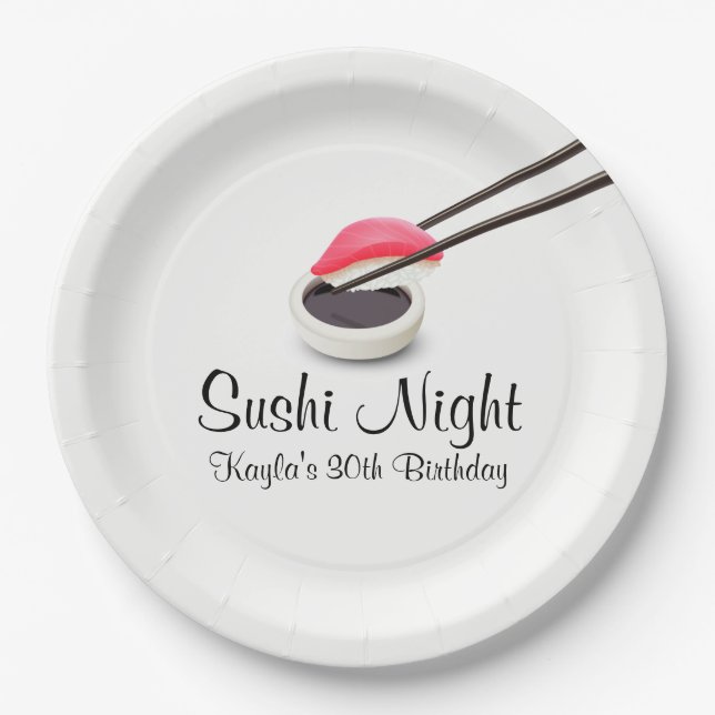 Sushi Night Party Paper Plates (Front)