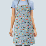Sushi Nigiri Maki Roll Pattern Apron<br><div class="desc">Delicious Japanese sushi food art pattern on a light blue background for foodies, gourmets and cooks.</div>