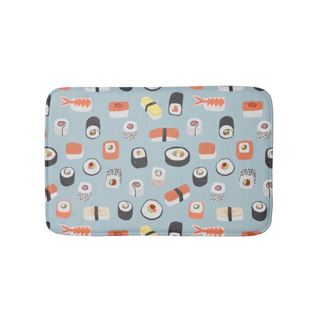 Sushi Nigiri Maki Roll Pattern Bath Mat (Front)