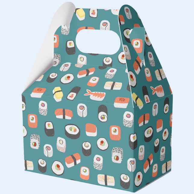 Sushi Nigiri Maki Roll Pattern Favor Box (Fun Japanese sushi pattern favor or gift box)